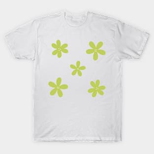 Minimal Abstract Flowers - Lime Green T-Shirt